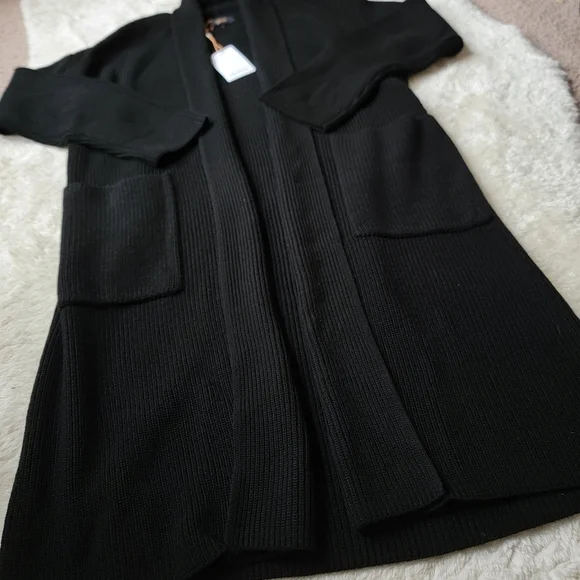 (sold) NWT Quince 100% Australian Merino Wool Duster Cardigan, Black, M 🐨 - Picture 6 of 14